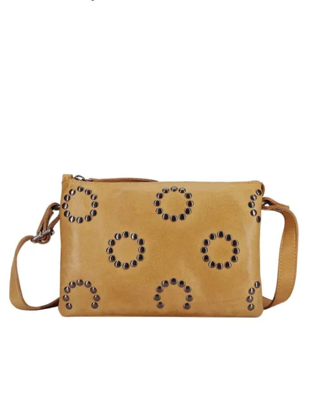 Latico Camel Sunny Studded Circle Accent Crossbody Bag